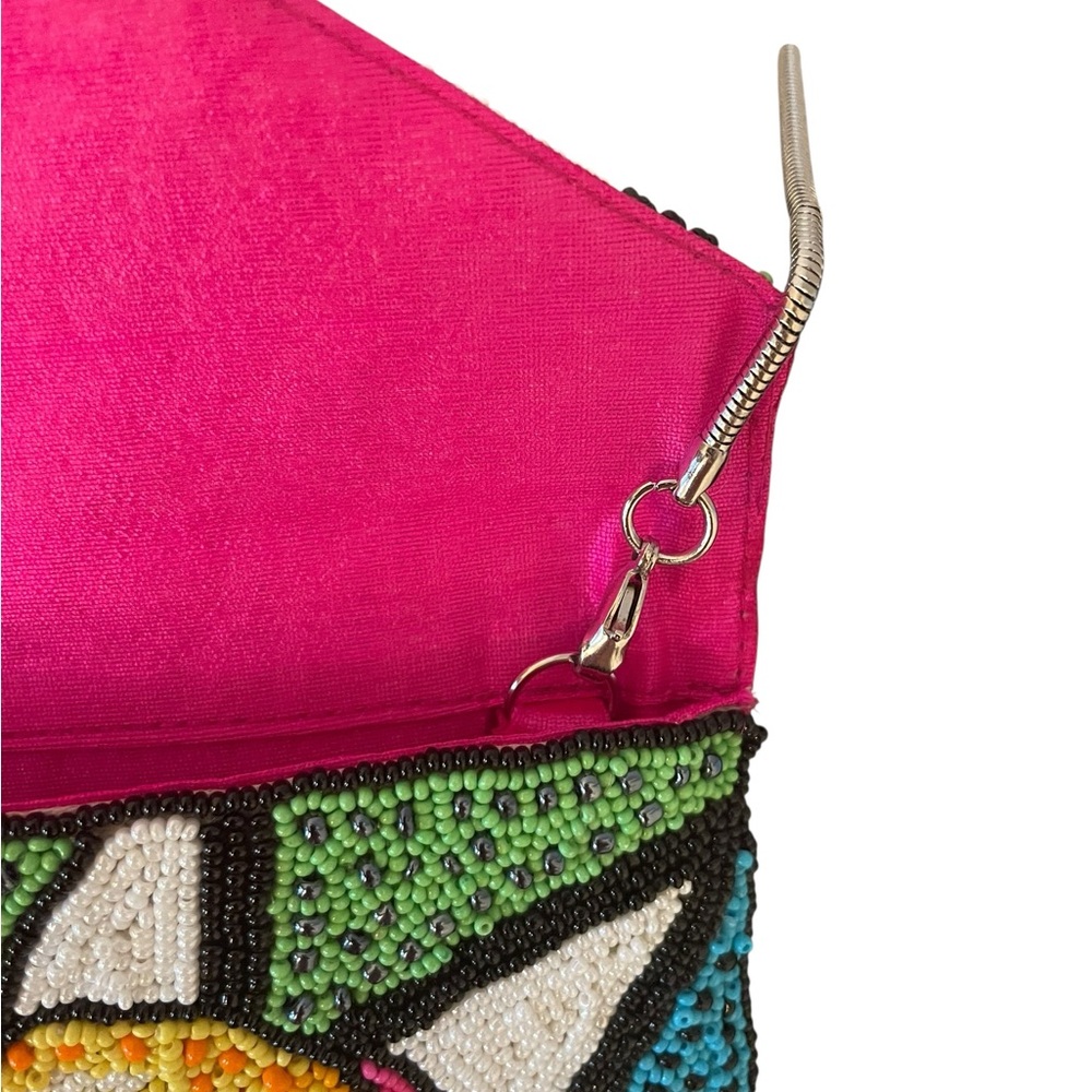 RICKI DESIGN Multicolored Beaded OMG Crossbody / Shoulder Bag with Metal Strap - Picture 14 of 15